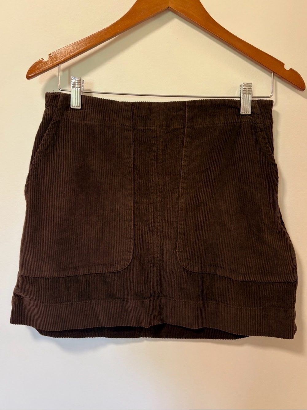 Old Navy Brown Corduroy Mini Skirt - Size Small Pockets Fall Cords Academia